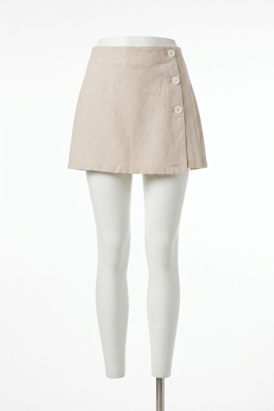 NEW LILLA P linen blend skort in bamboo